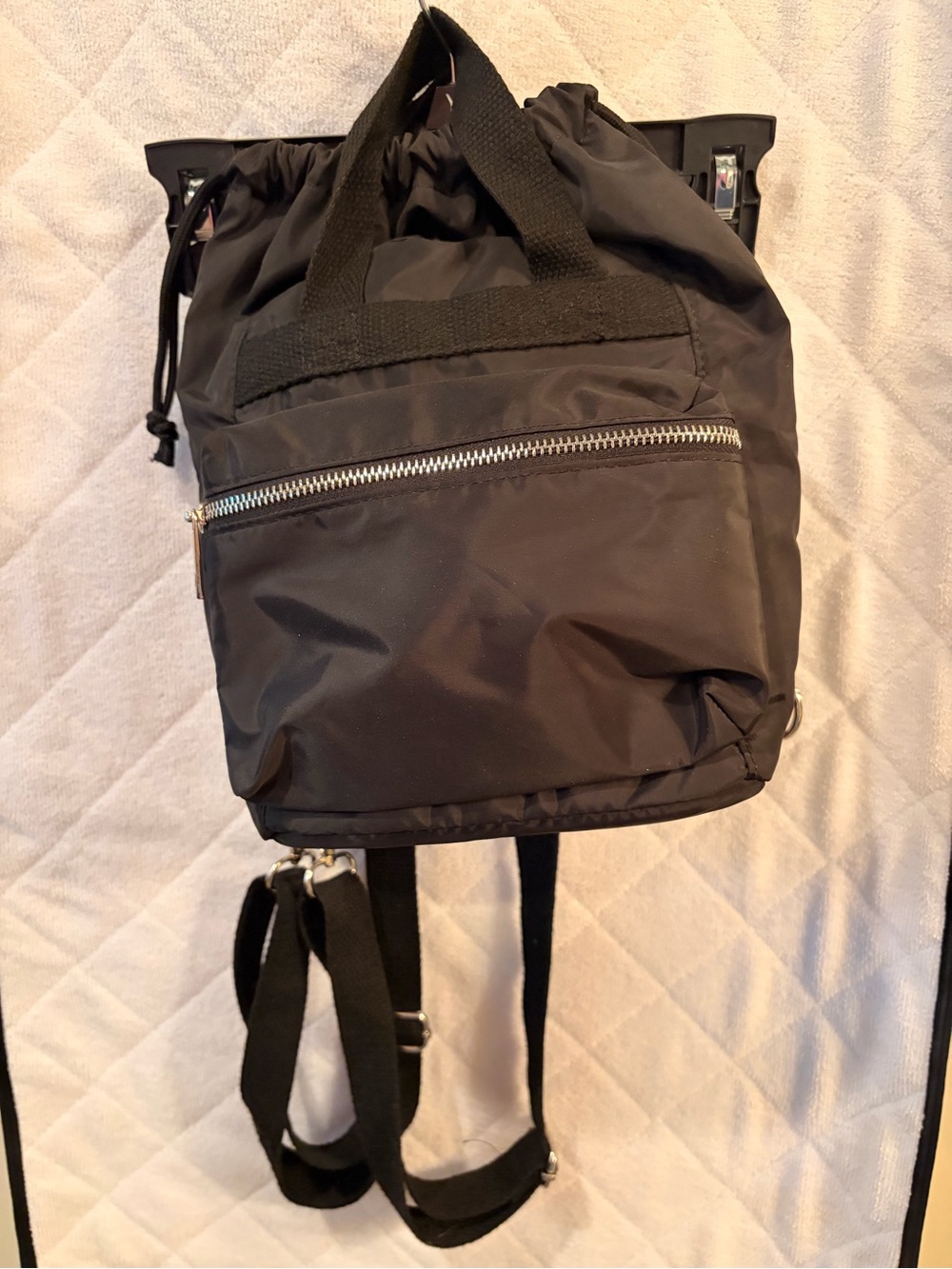 Madden Girl Black Drawstring Nylon Backpack
